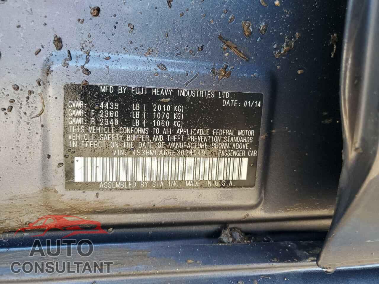 SUBARU LEGACY 2014 - 4S3BMCA66E3024049