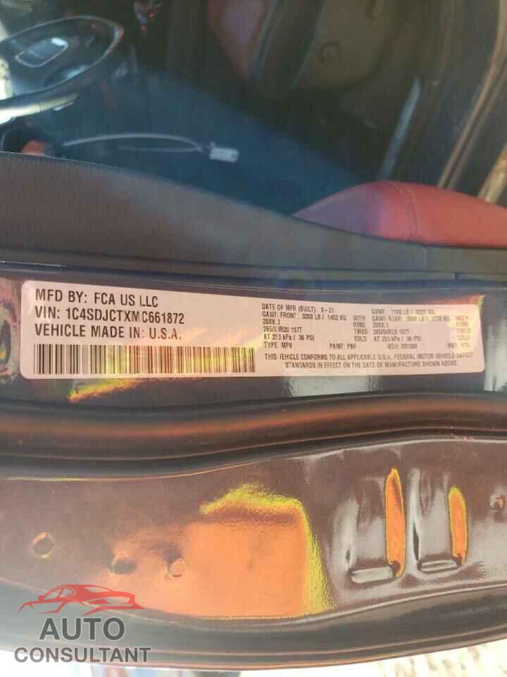 DODGE DURANGO 2021 - 1C4SDJCTXMC661872