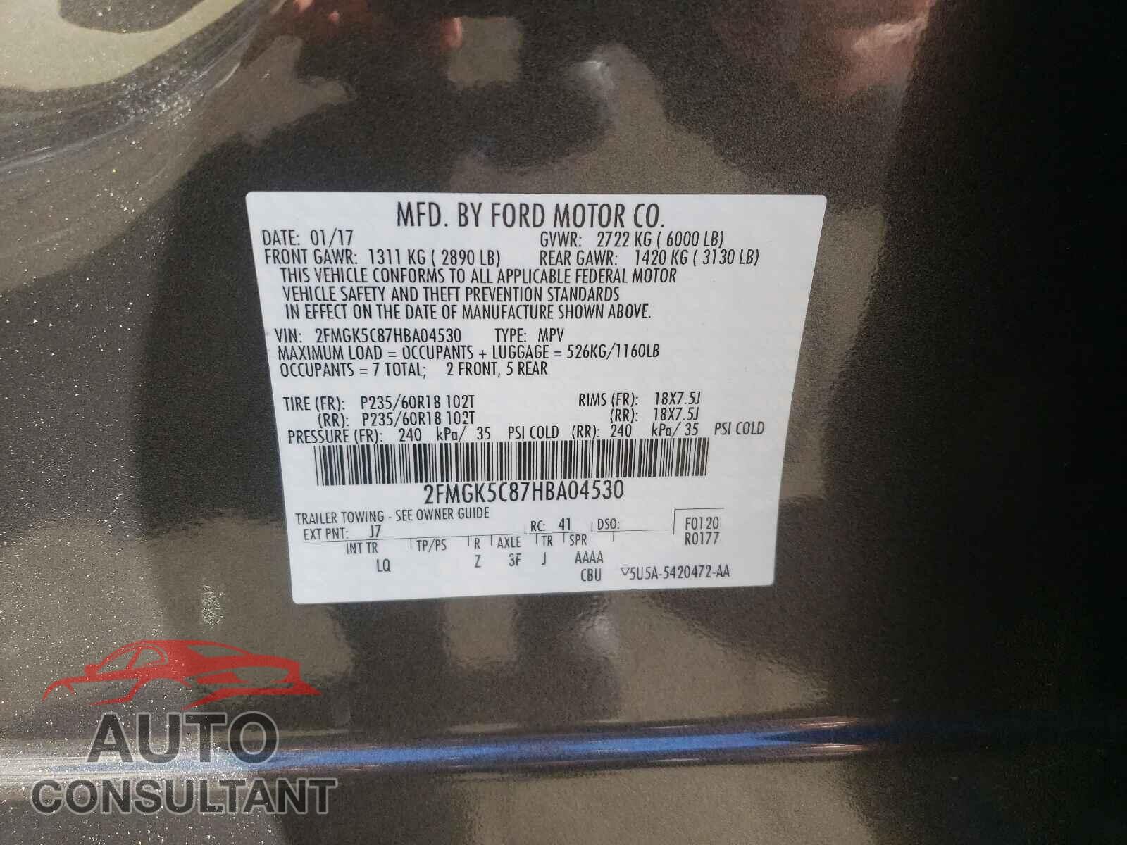 FORD FLEX 2017 - 2FMGK5C87HBA04530