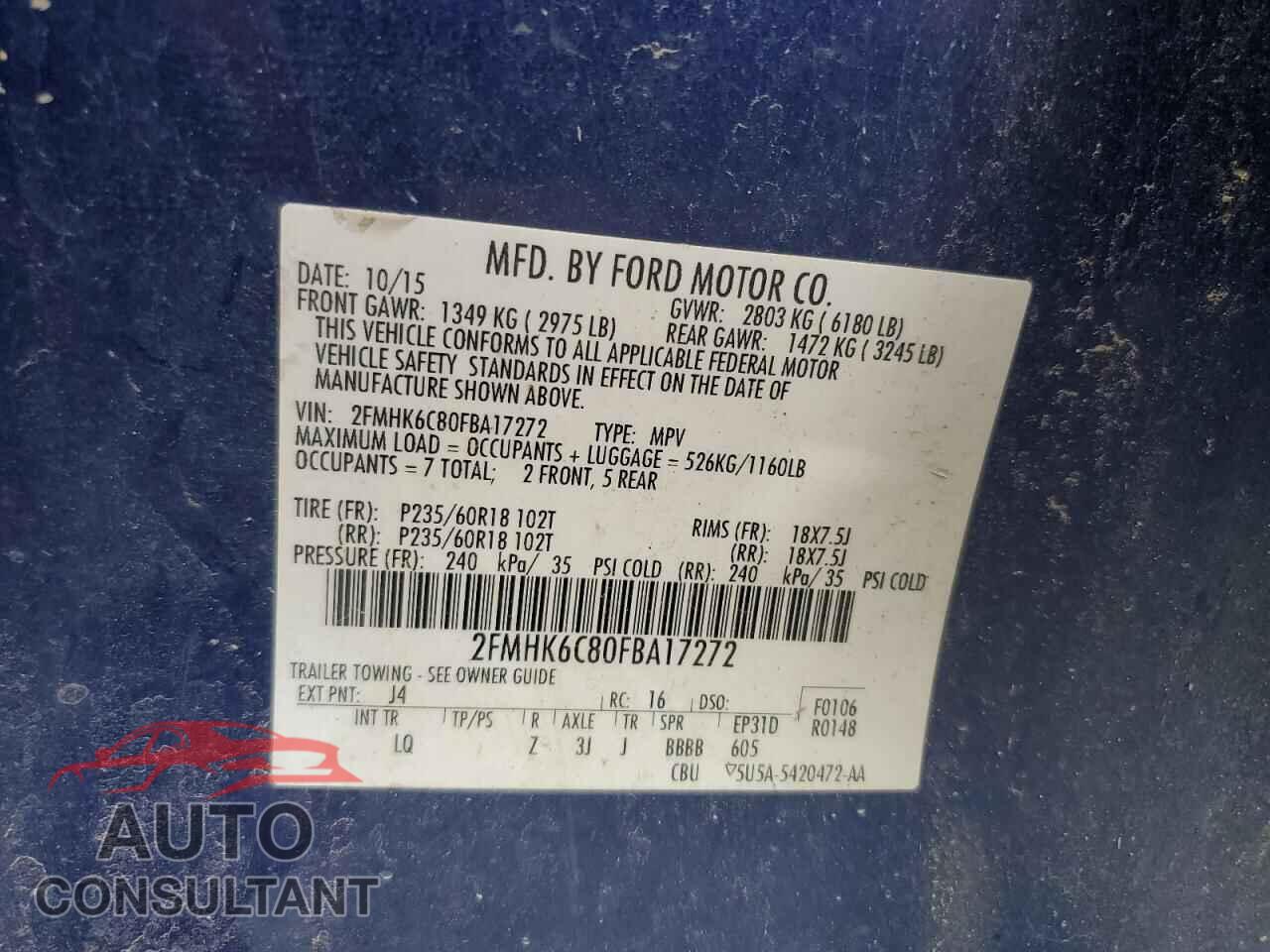 FORD FLEX 2015 - 2FMHK6C80FBA17272