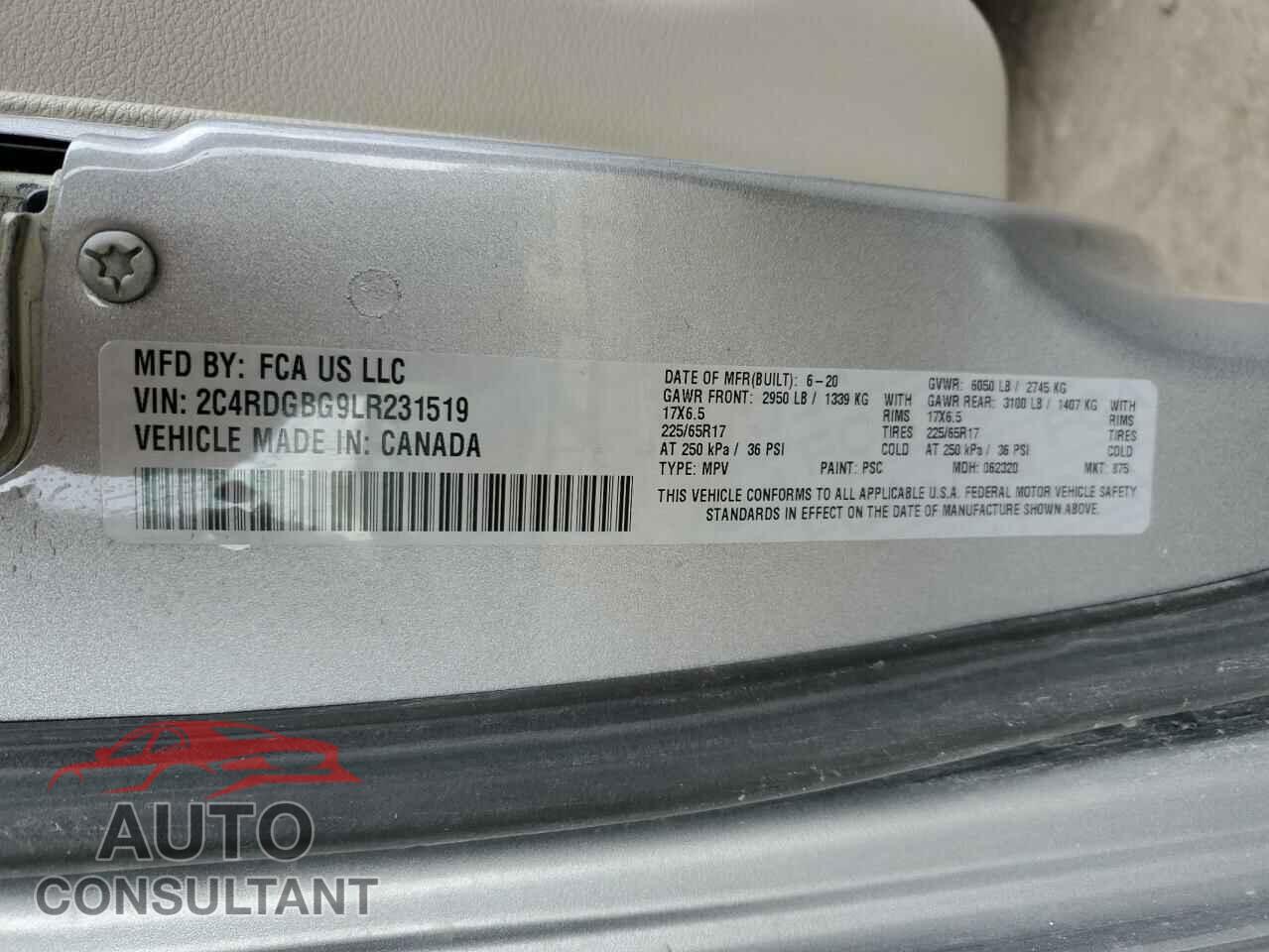 DODGE CARAVAN 2020 - 2C4RDGBG9LR231519