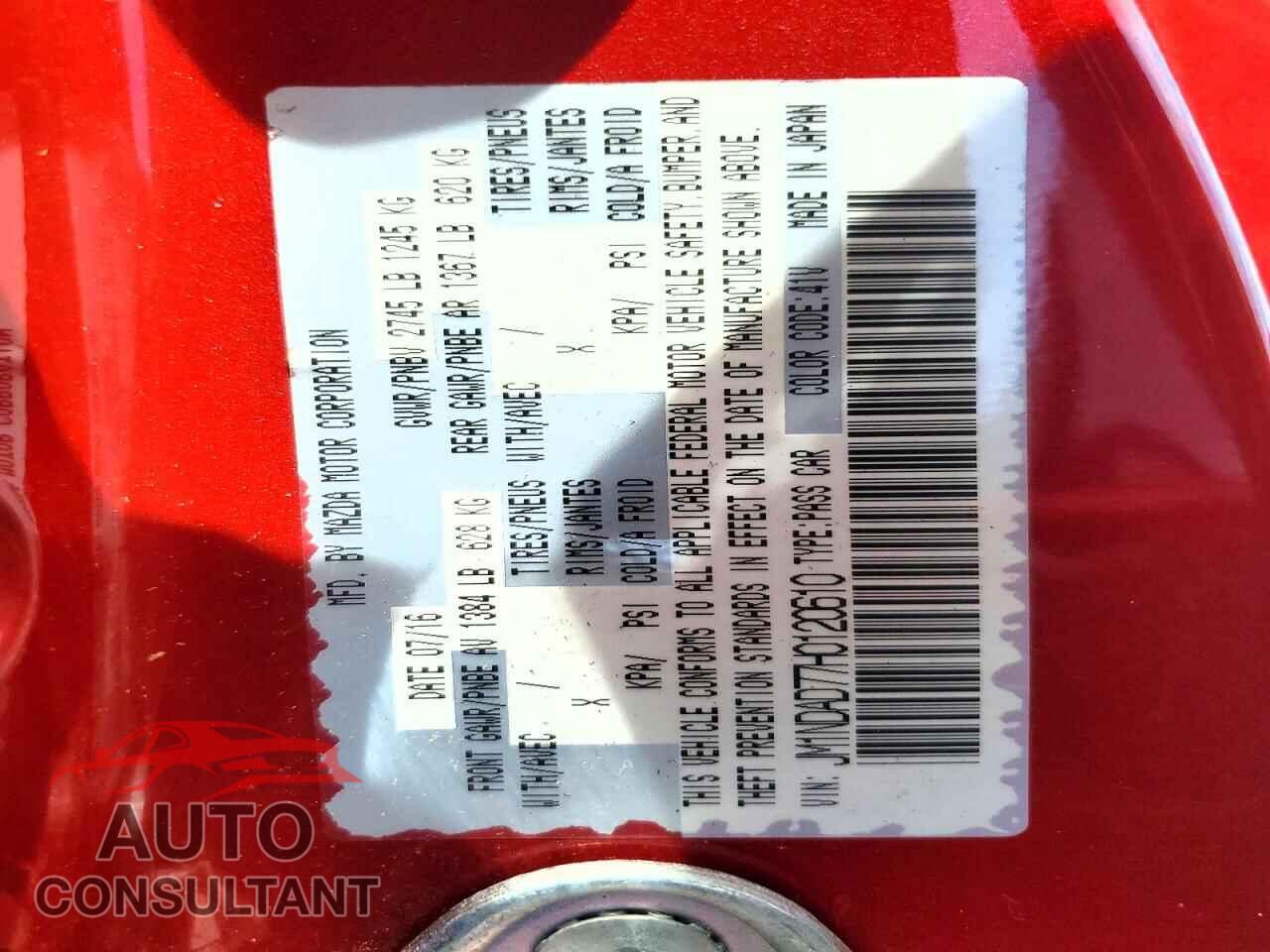 MAZDA MX5 2017 - JM1NDAD77H0120610