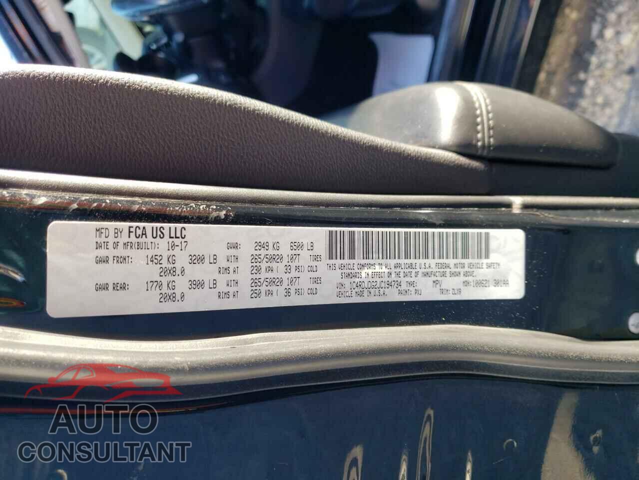 DODGE DURANGO 2018 - 1C4RDJDG2JC194734