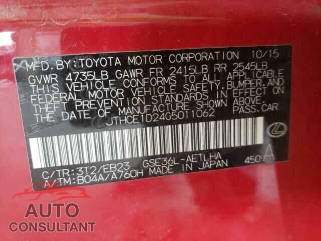 LEXUS IS 2016 - JTHCE1D24G5011062
