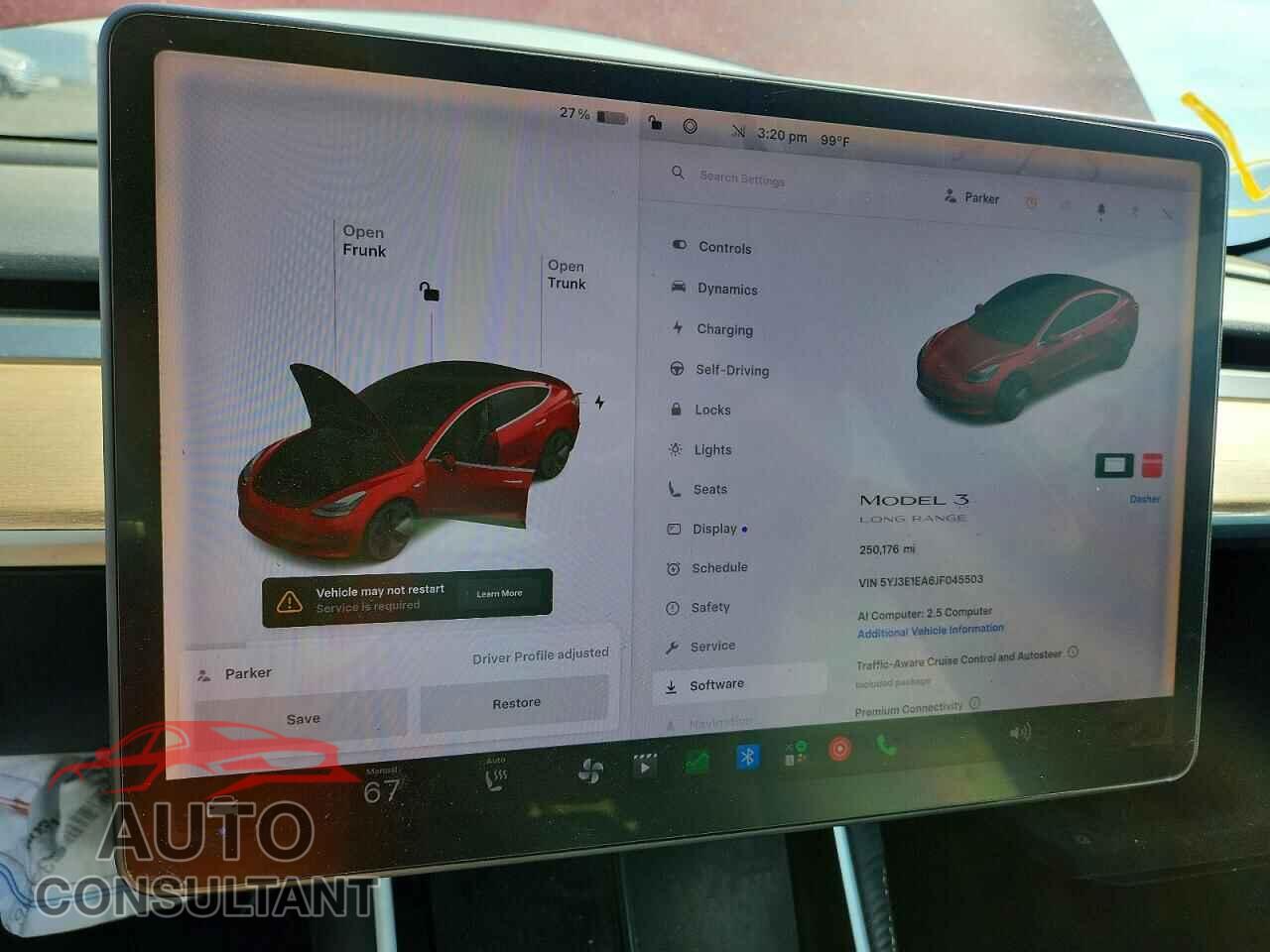 TESLA MODEL 3 2018 - 5YJ3E1EA6JF045503
