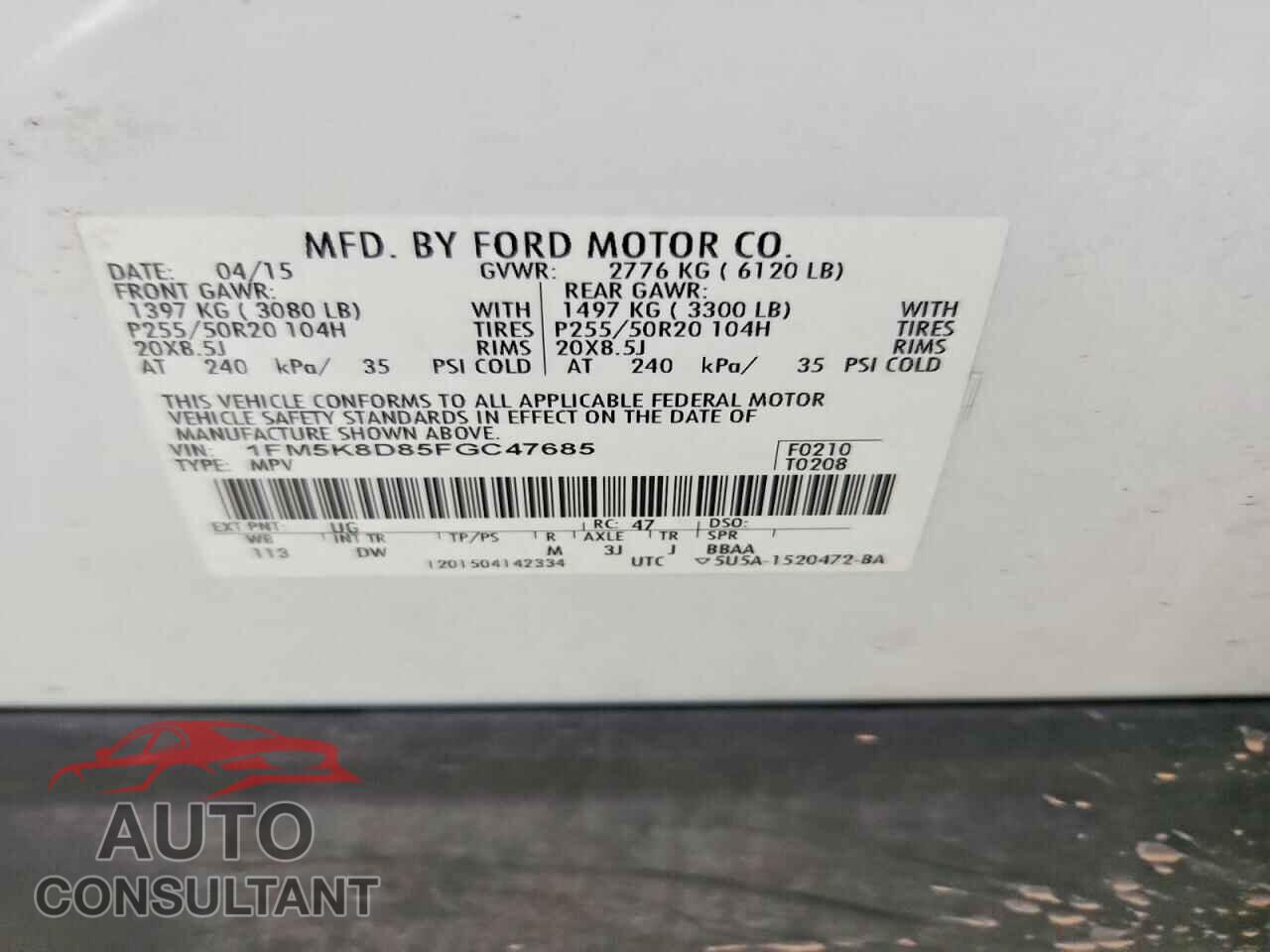 FORD EXPLORER 2015 - 1FM5K8D85FGC47685