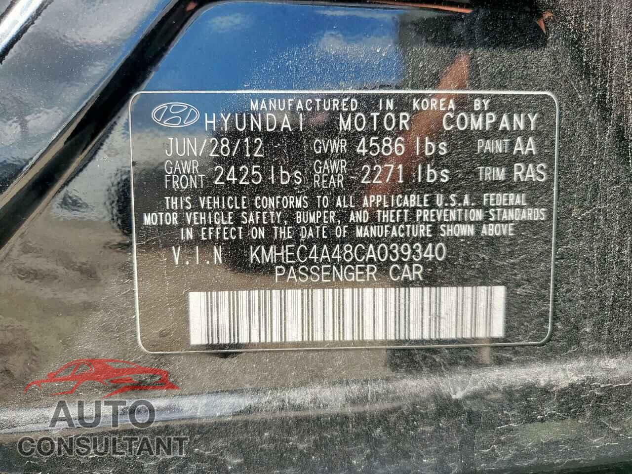 HYUNDAI SONATA 2012 - KMHEC4A48CA039340