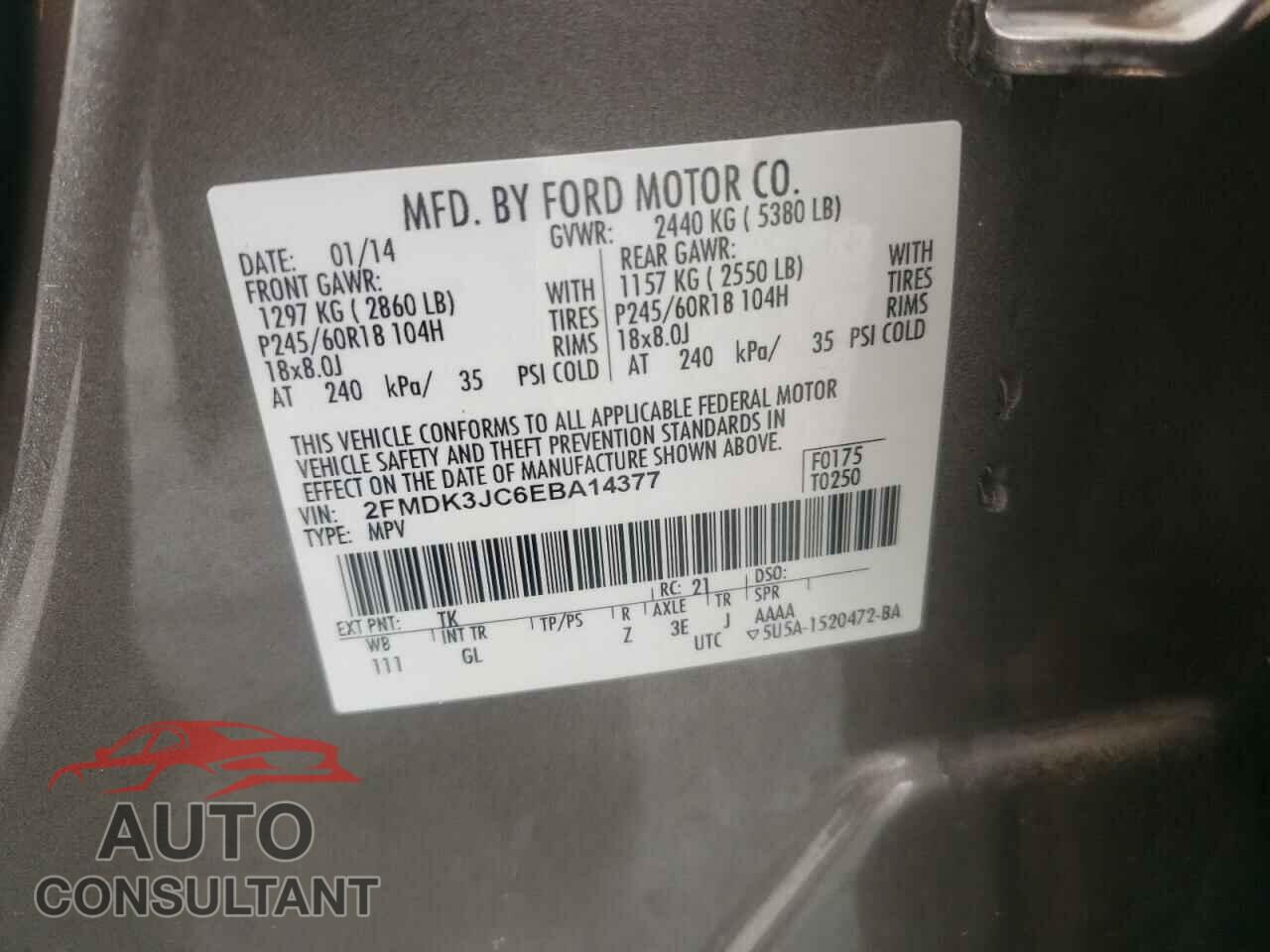 FORD EDGE 2014 - 2FMDK3JC6EBA14377