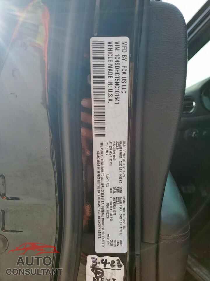 DODGE DURANGO 2022 - 1C4SDHCT5NC101641