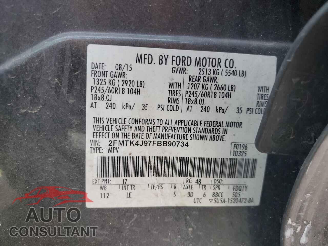 FORD EDGE 2015 - 2FMTK4J97FBB90734