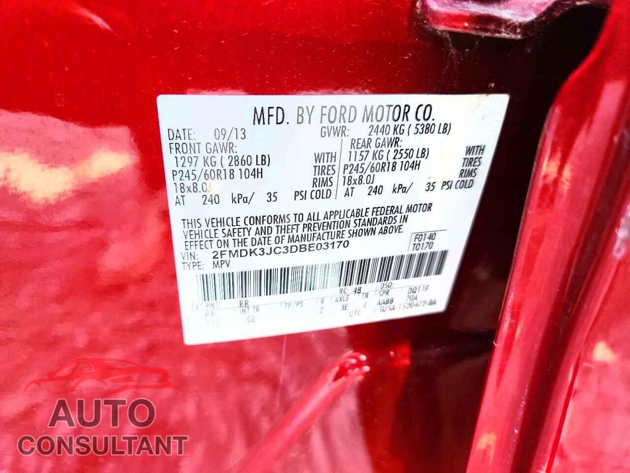 FORD EDGE 2013 - 2FMDK3JC3DBE03170