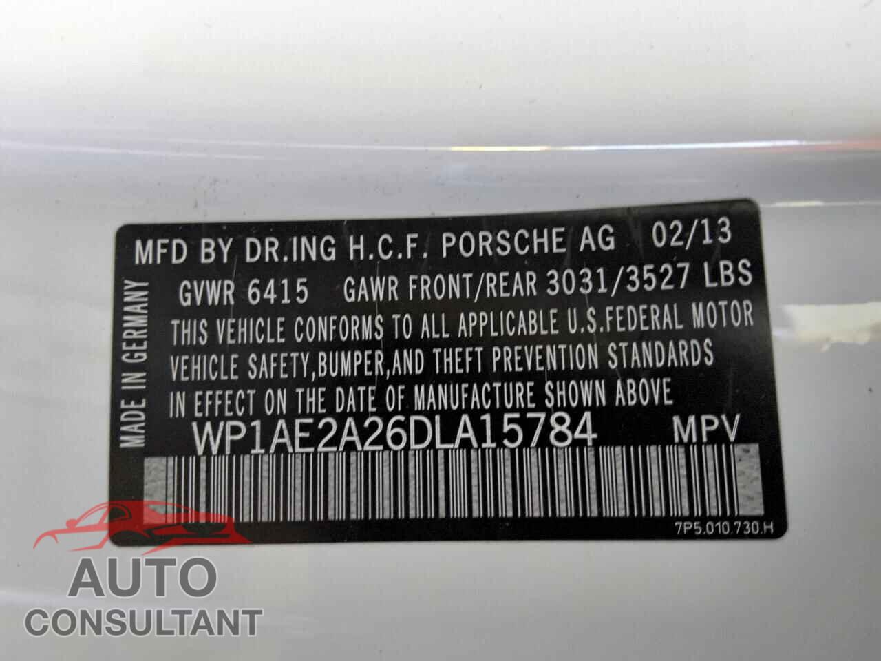 PORSCHE CAYENNE 2013 - WP1AE2A26DLA15784