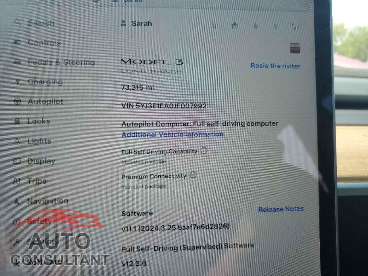 TESLA MODEL 3 2018 - 5YJ3E1EA0JF007992