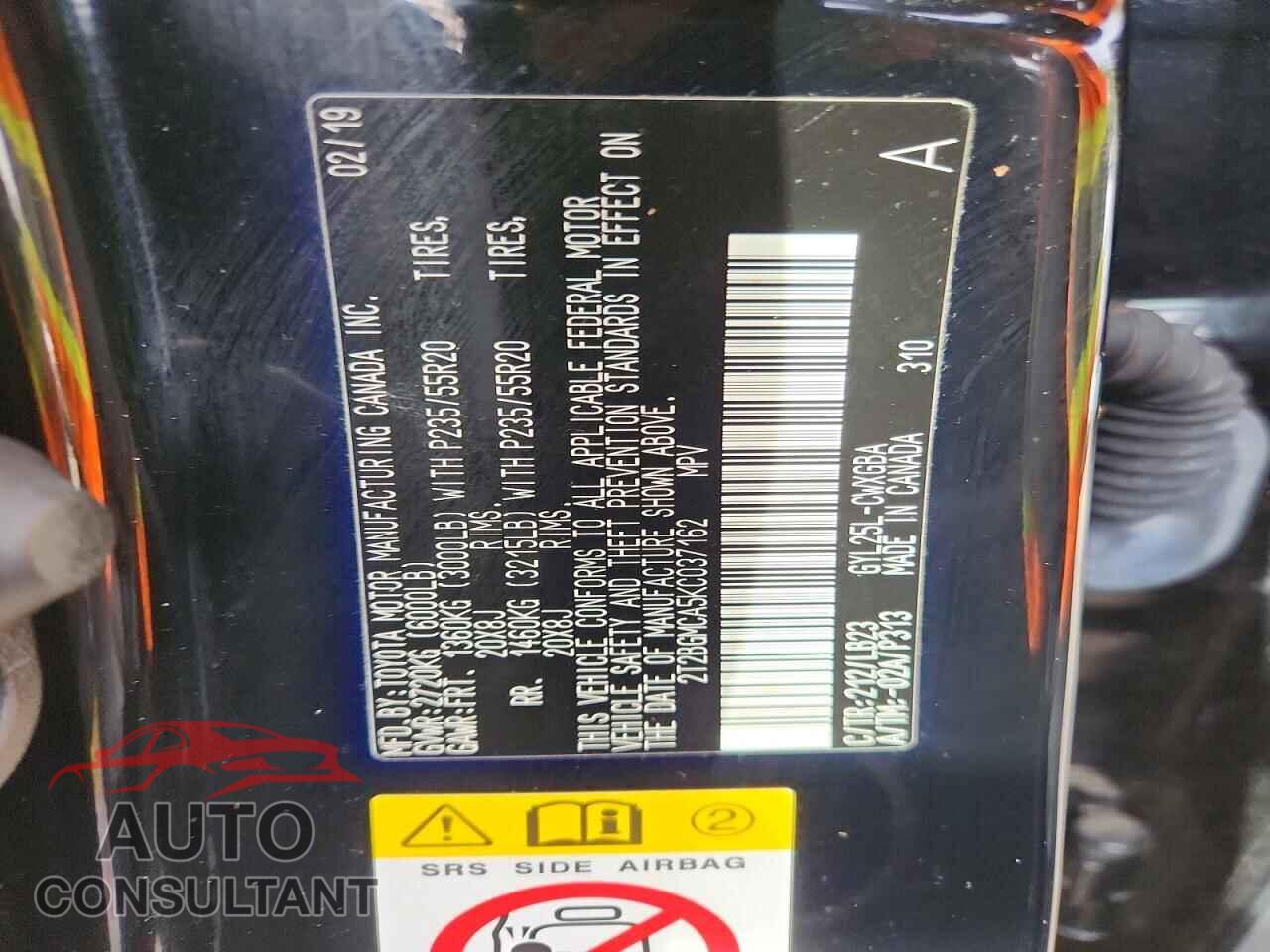 LEXUS RX450 2019 - 2T2BGMCA5KC037162
