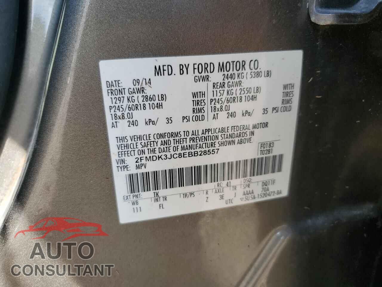 FORD EDGE 2014 - 2FMDK3JC8EBB28557