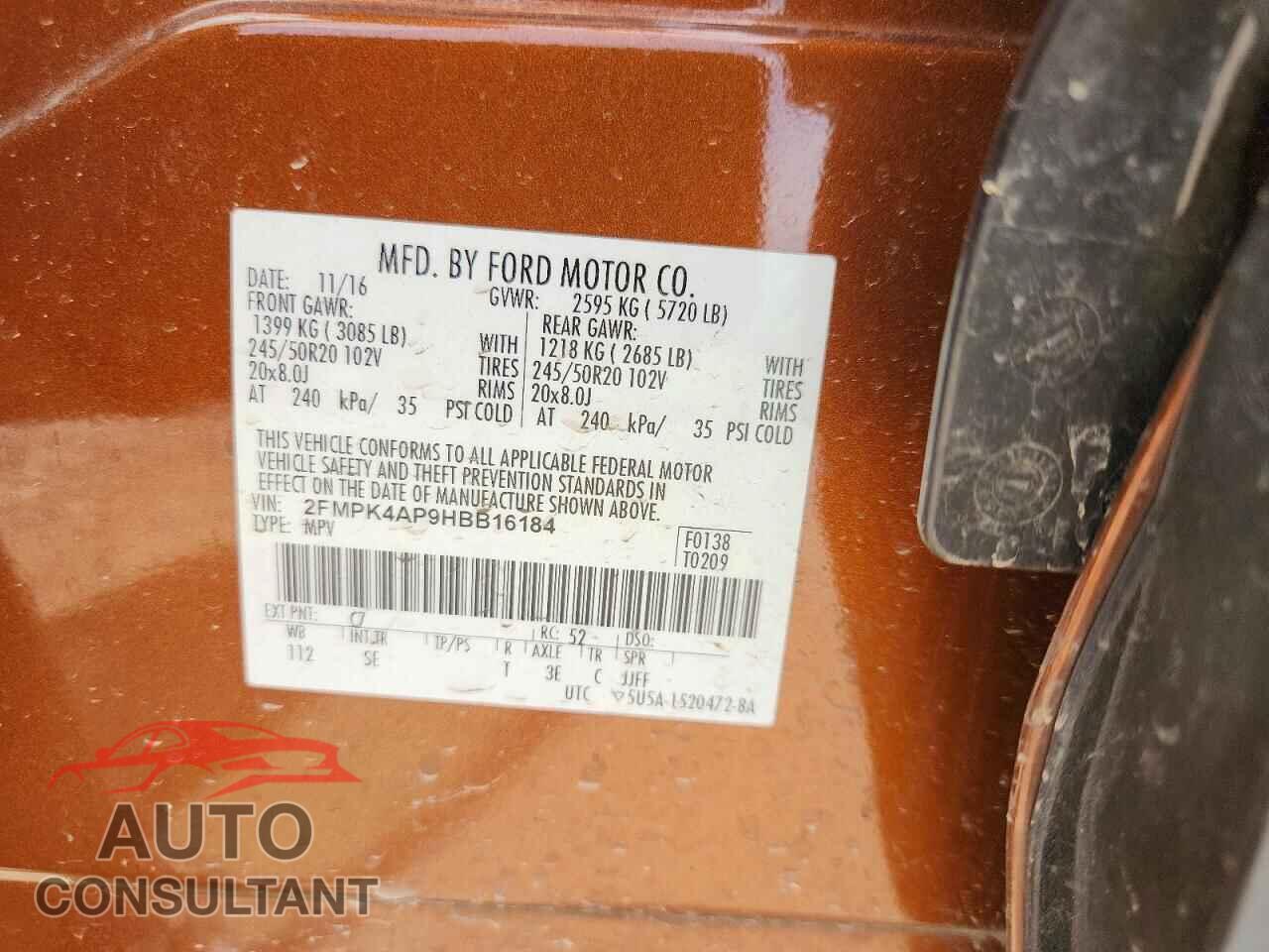 FORD EDGE 2017 - 2FMPK4AP9HBB16184