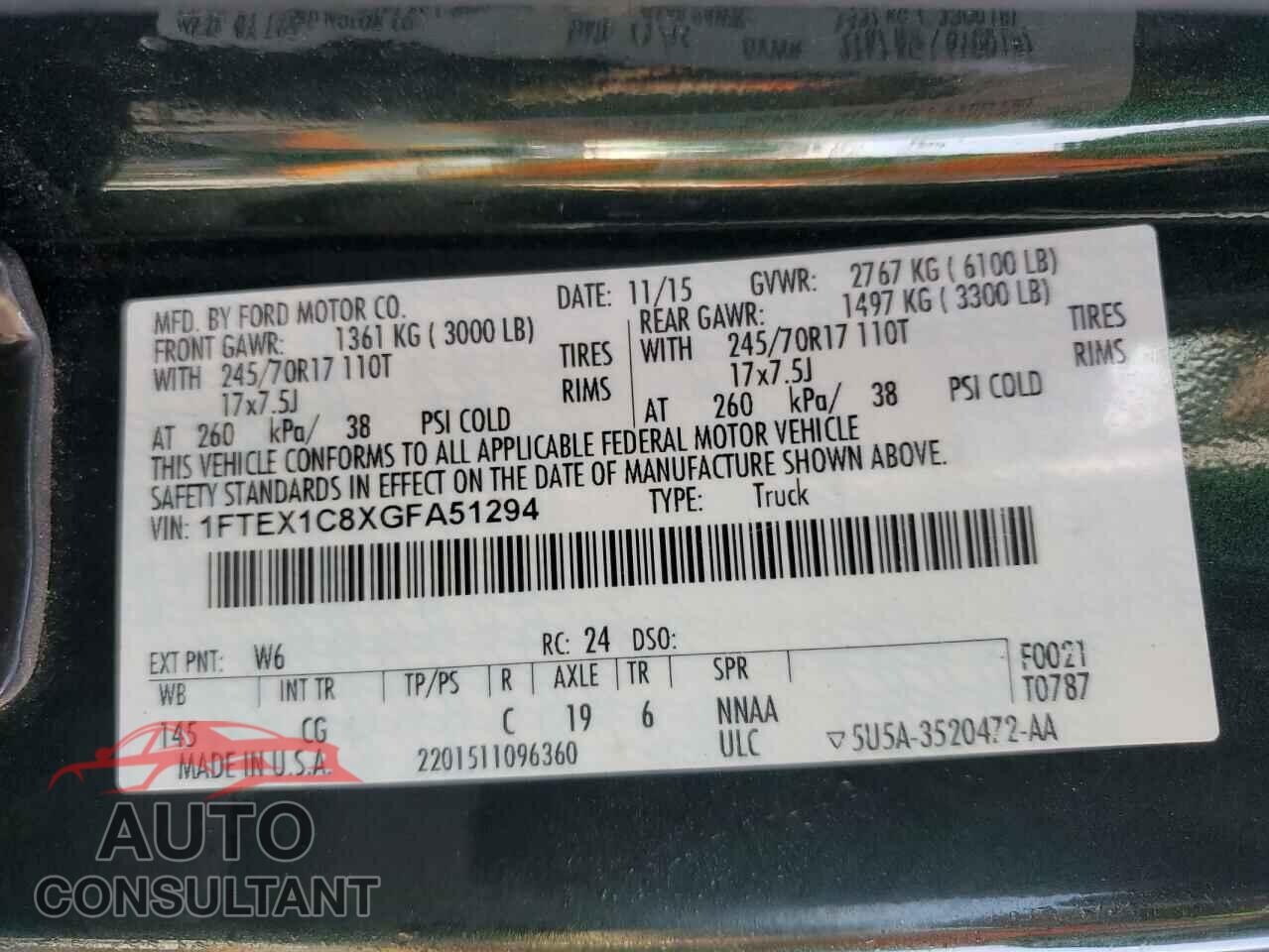 FORD F-150 2016 - 1FTEX1C8XGFA51294