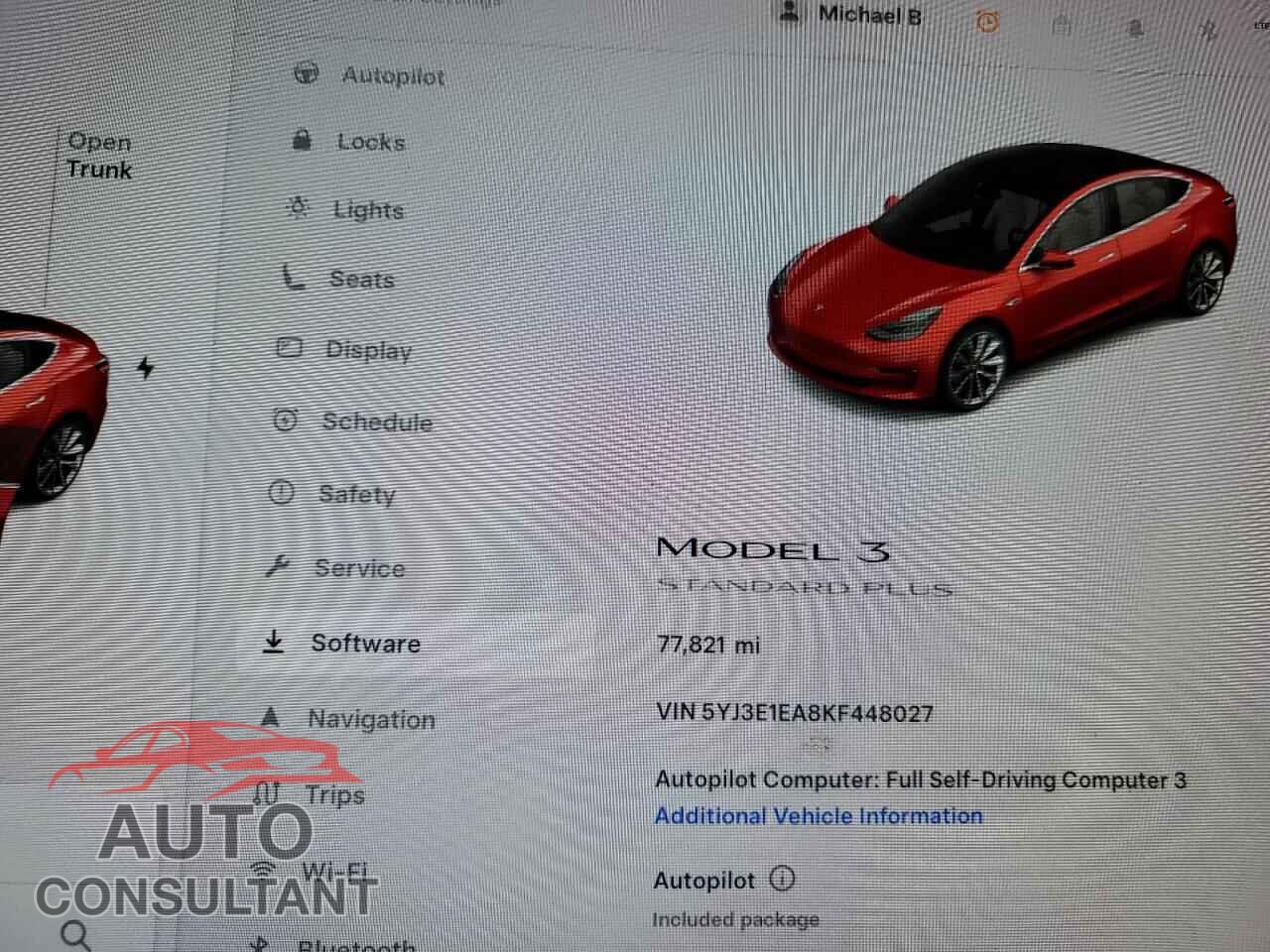 TESLA MODEL 3 2019 - 5YJ3E1EA8KF448027