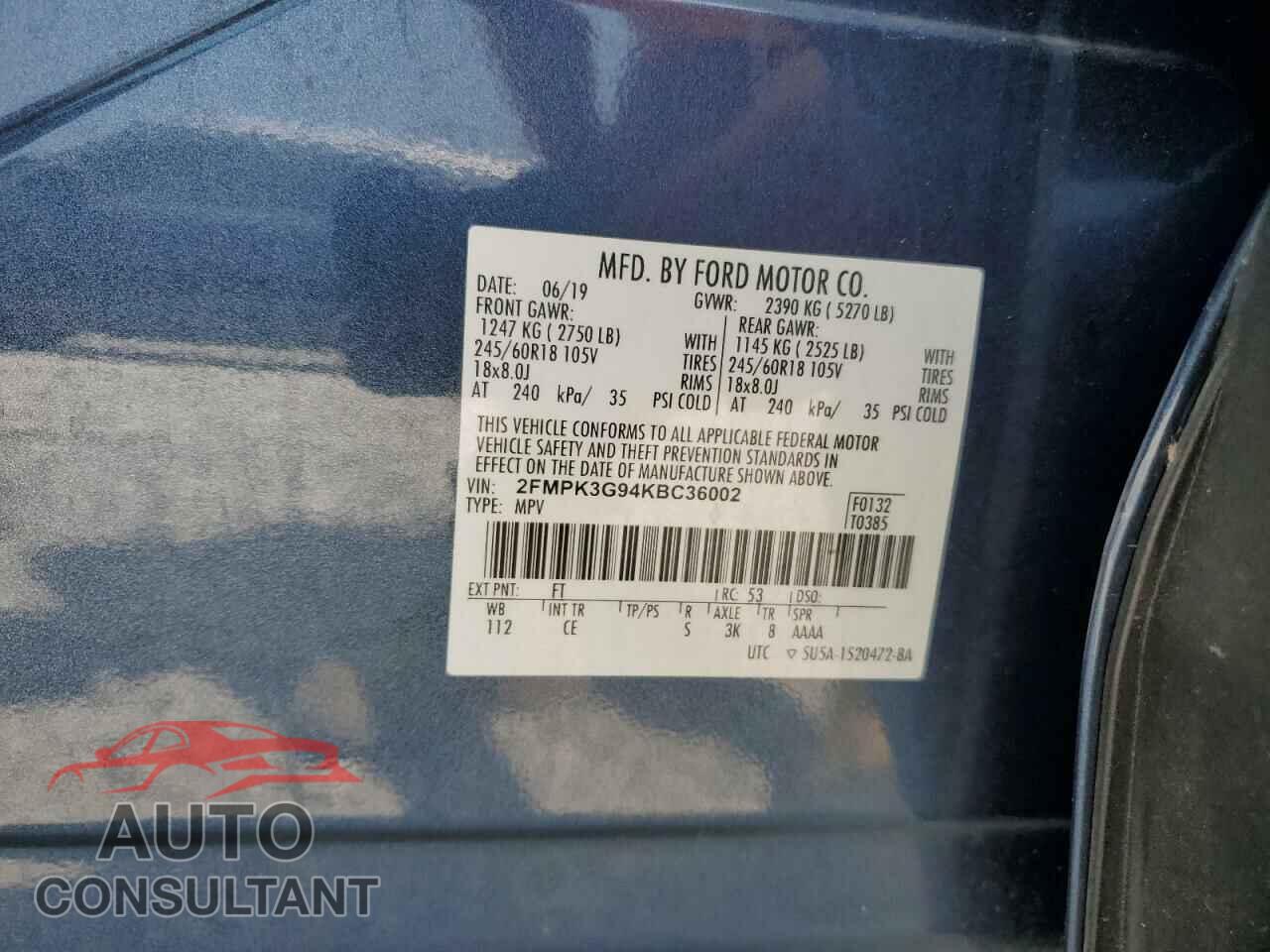 FORD EDGE 2019 - 2FMPK3G94KBC36002