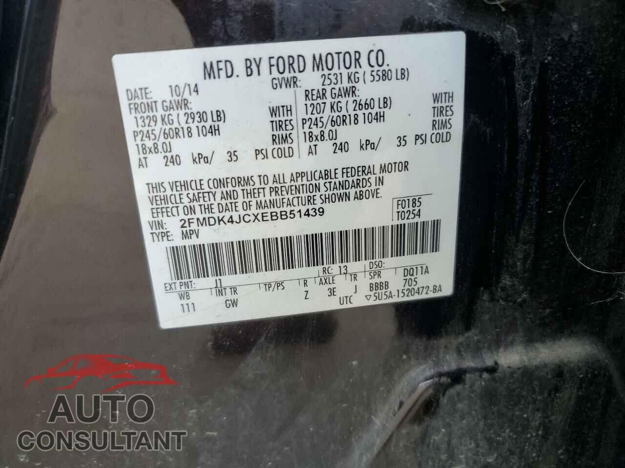 FORD EDGE 2014 - 2FMDK4JCXEBB51439