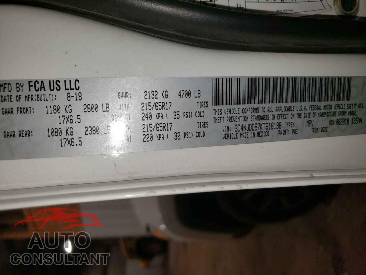 JEEP COMPASS 2019 - 3C4NJDDB7KT618198