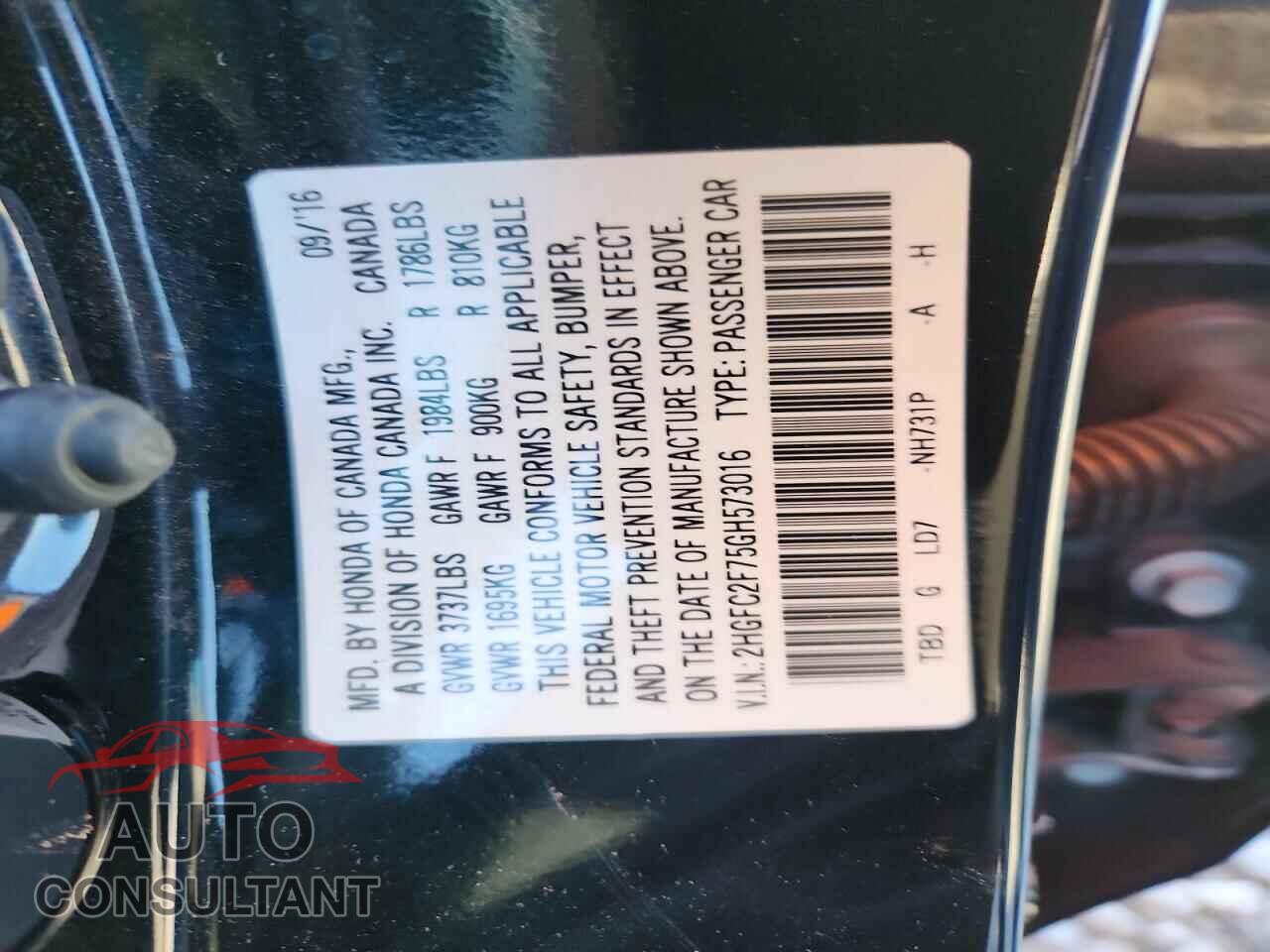 HONDA CIVIC 2016 - 2HGFC2F75GH573016