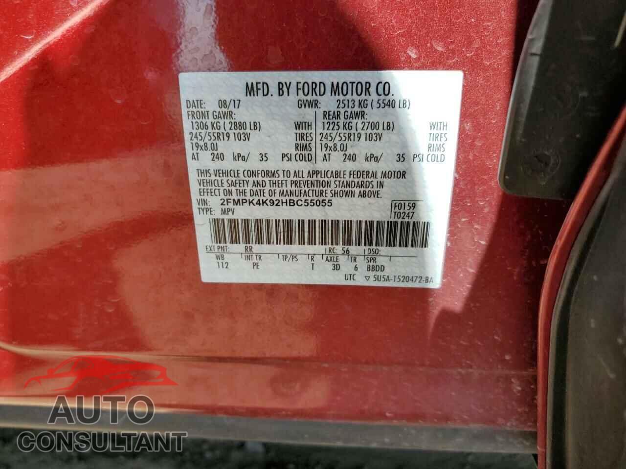 FORD EDGE 2017 - 2FMPK4K92HBC55055