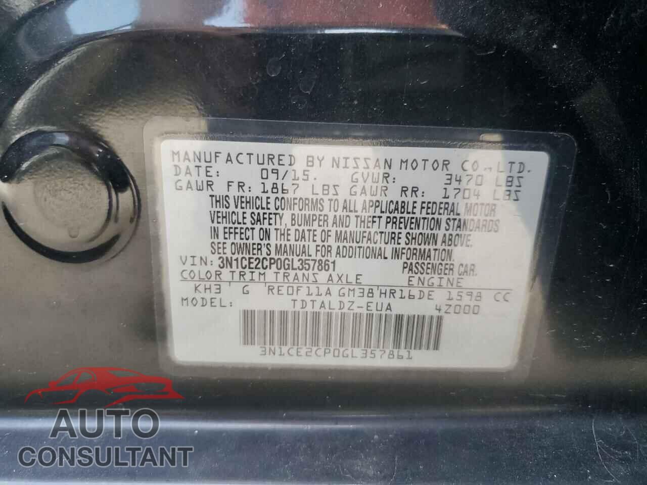 NISSAN VERSA 2016 - 3N1CE2CP0GL357861