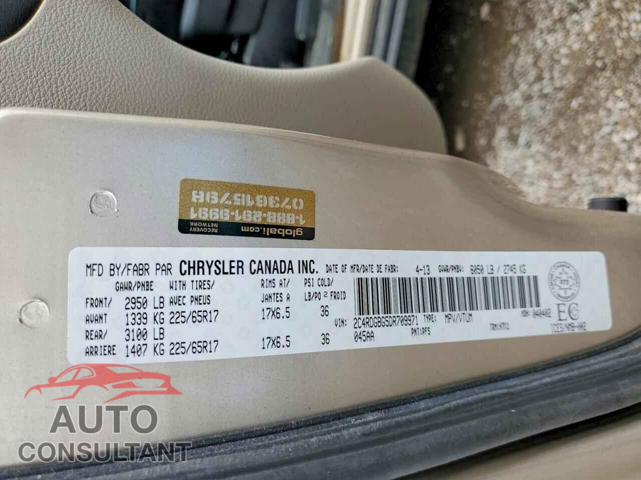 DODGE CARAVAN 2013 - 2C4RDGBG5DR709971