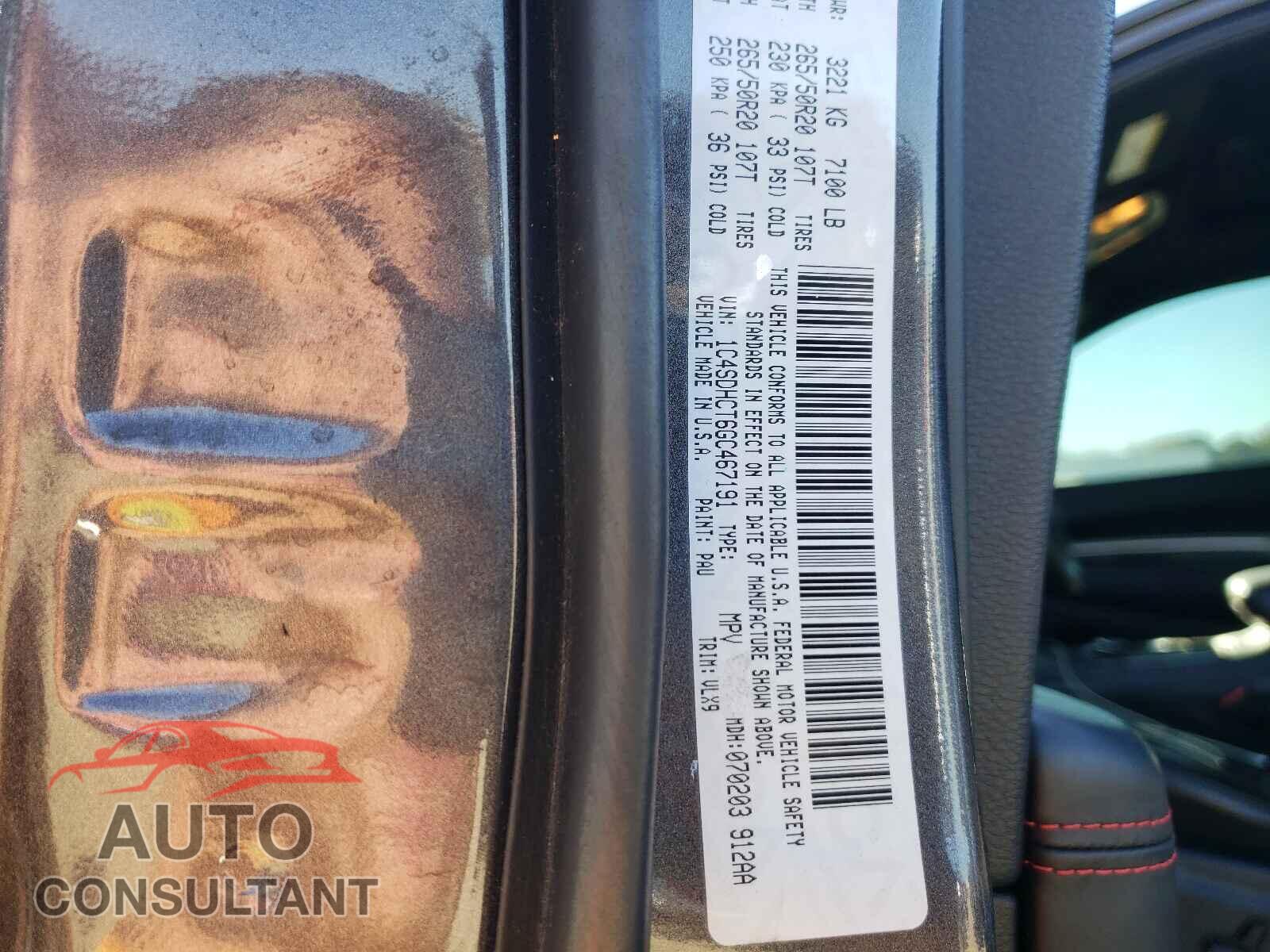 DODGE DURANGO 2016 - 1C4SDHCT6GC467191