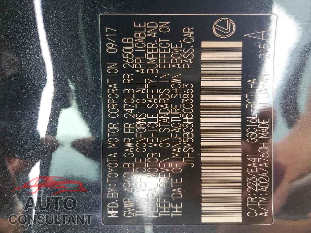LEXUS RC300 2017 - JTHSM5BC5H5003863