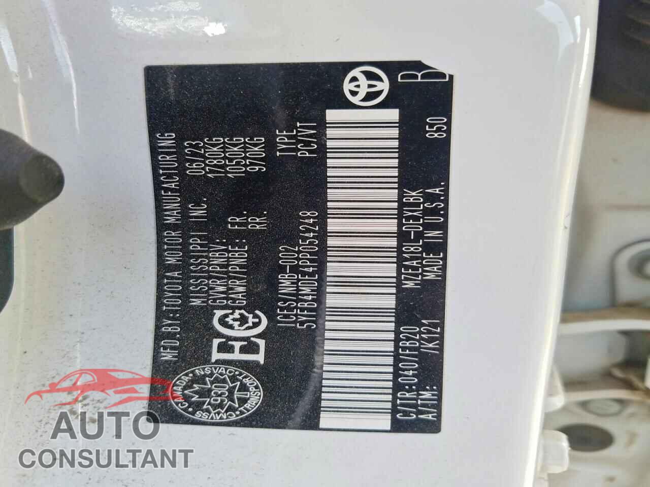 TOYOTA COROLLA 2023 - 5YFB4MDE4PP054248
