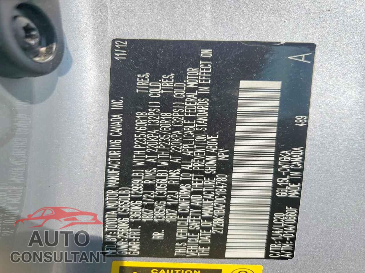 LEXUS RX350 2013 - 2T2BK1BA7DC184780