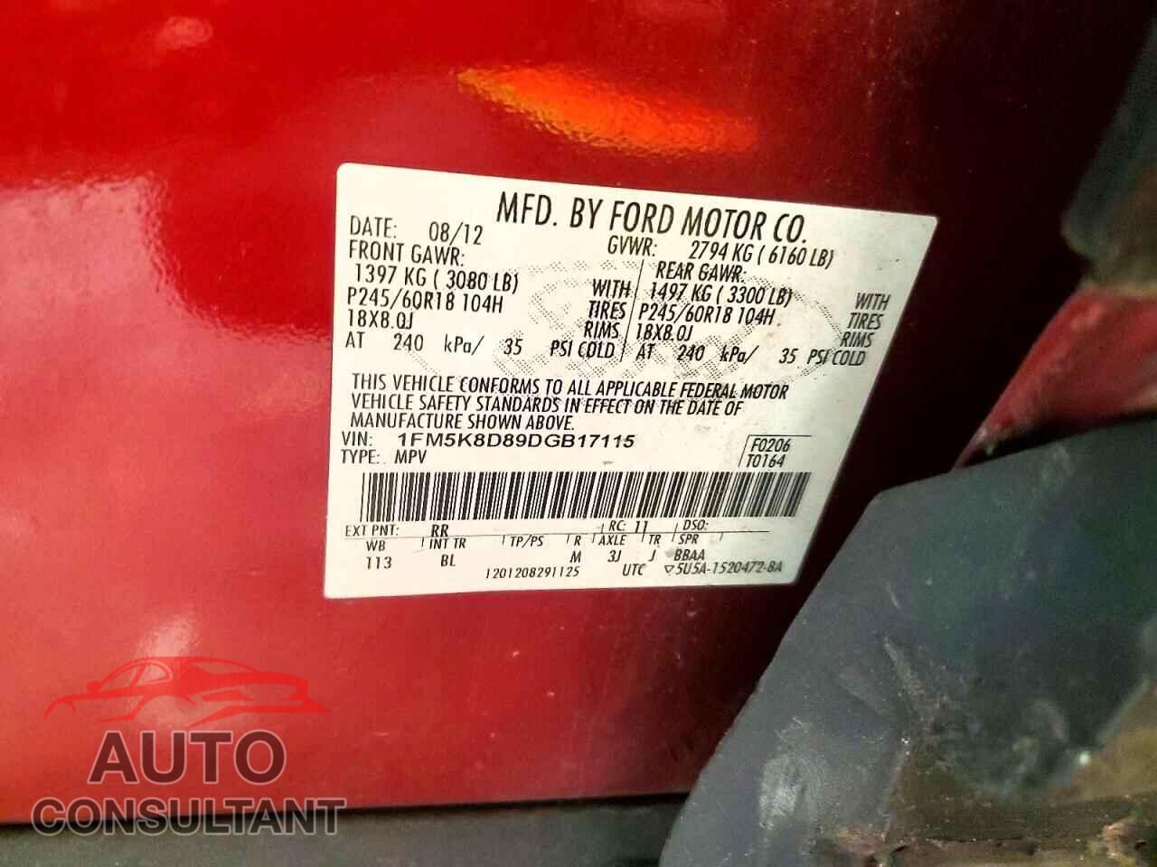 FORD EXPLORER 2013 - 1FM5K8D89DGB17115