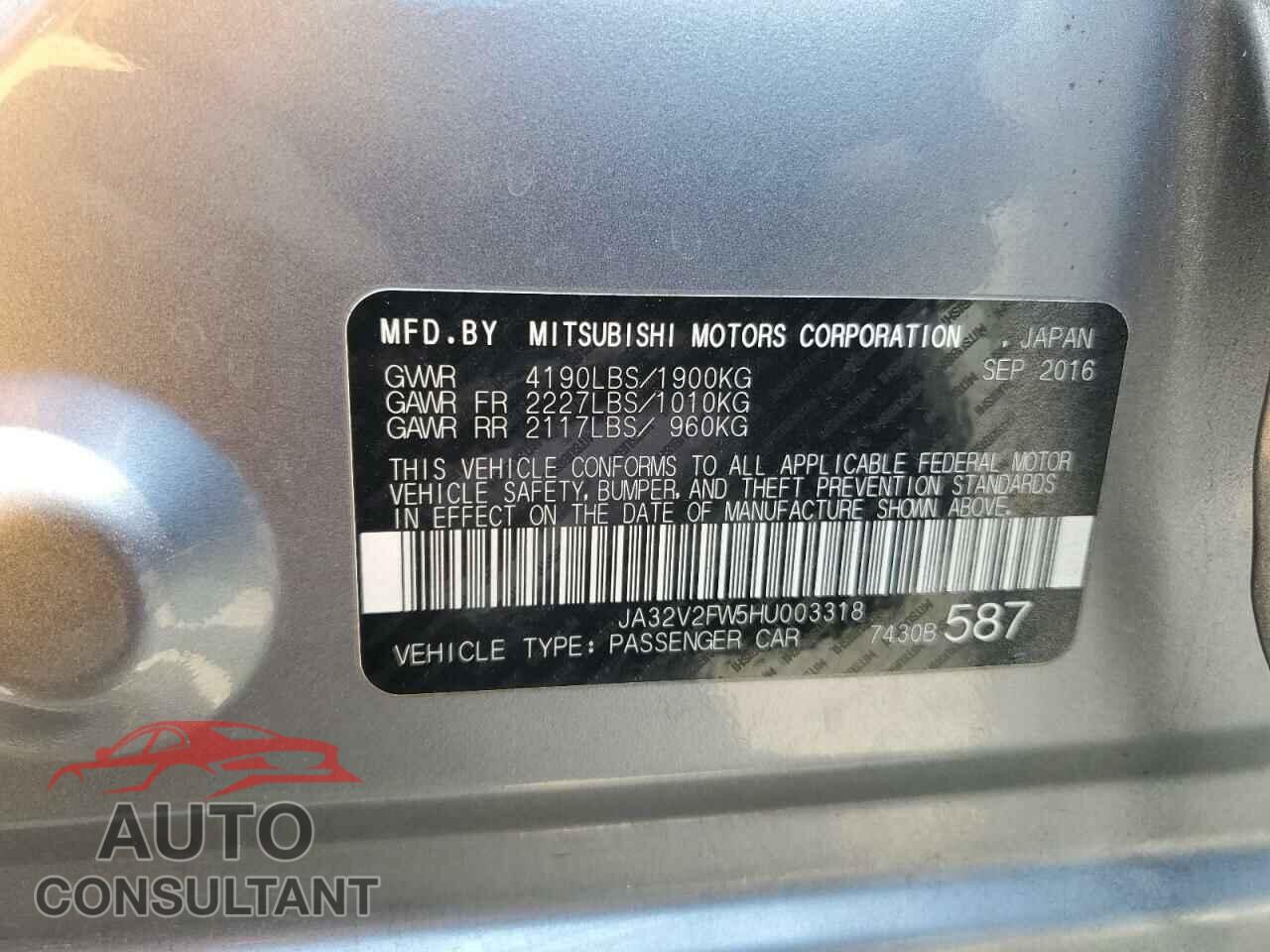 MITSUBISHI LANCER 2017 - JA32V2FW5HU003318