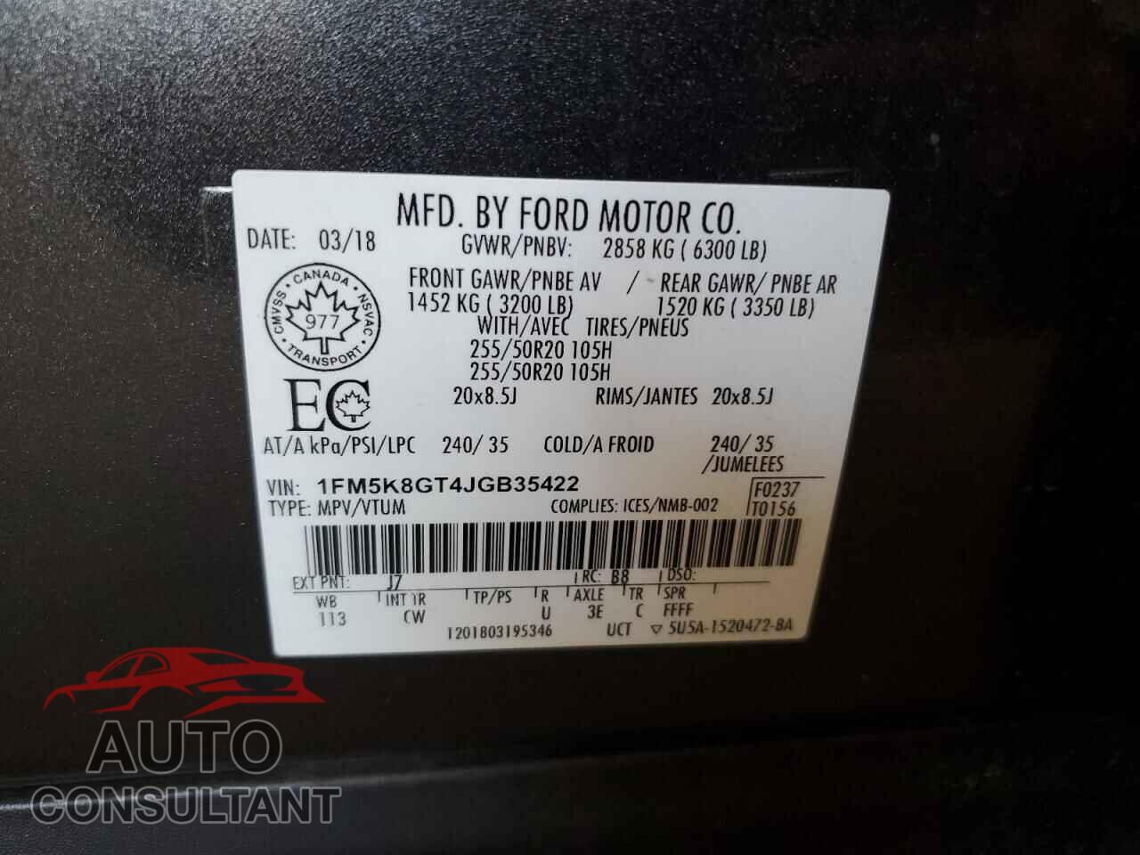 FORD EXPLORER 2018 - 1FM5K8GT4JGB35422
