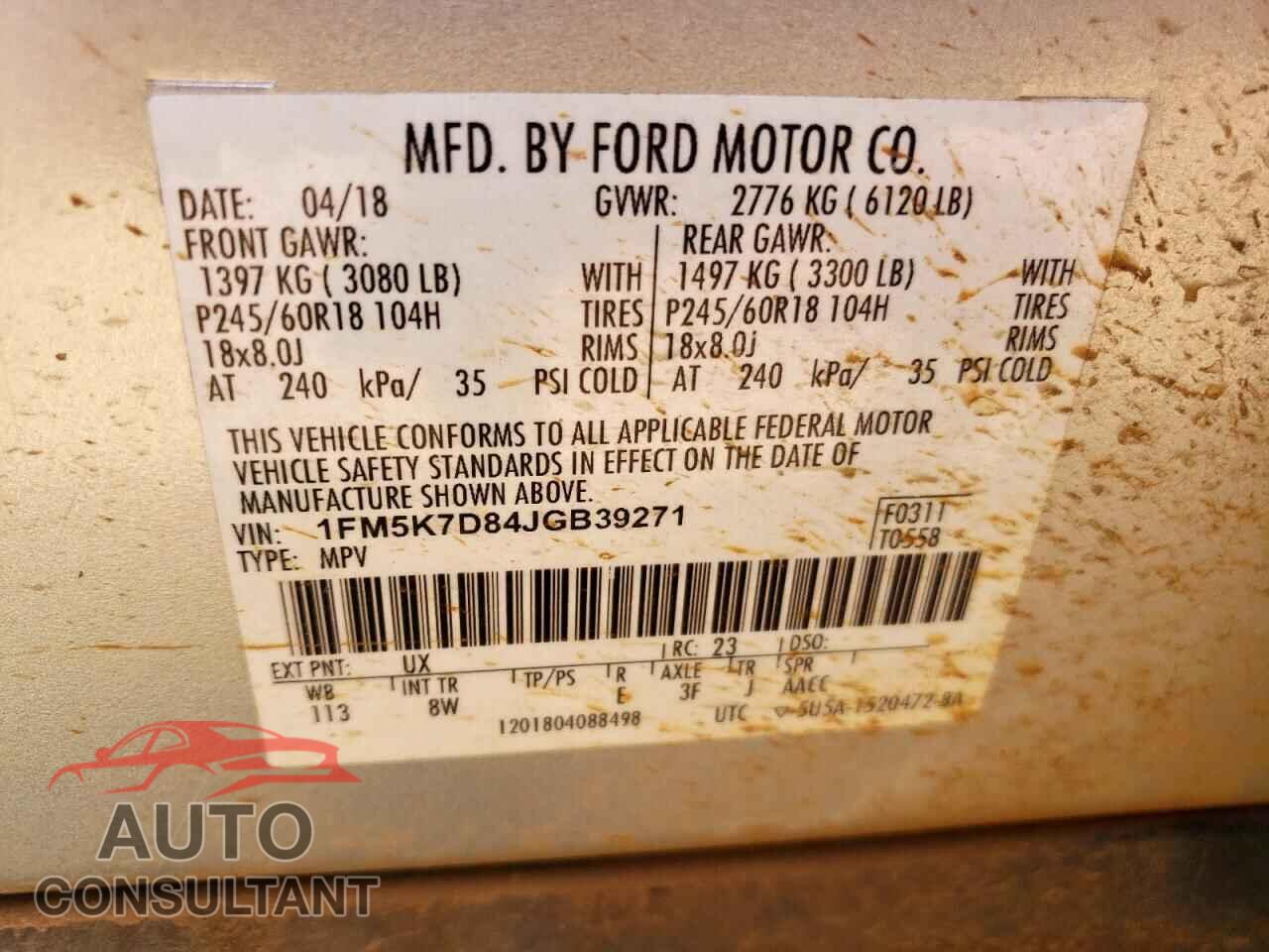 FORD EXPLORER 2018 - 1FM5K7D84JGB39271