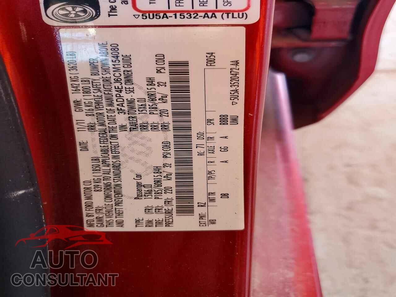 FORD FIESTA 2012 - 3FADP4EJ6CM154080