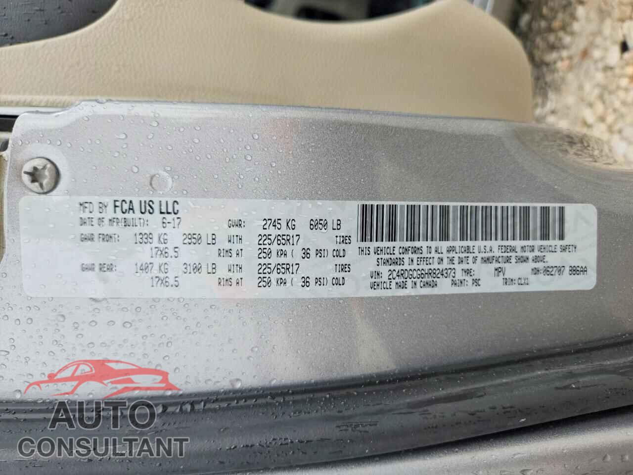 DODGE CARAVAN 2017 - 2C4RDGCG6HR824373