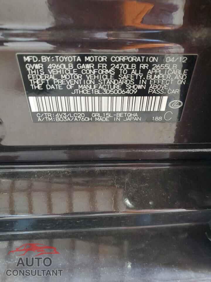 LEXUS GS350 2013 - JTHCE1BL3D5006409