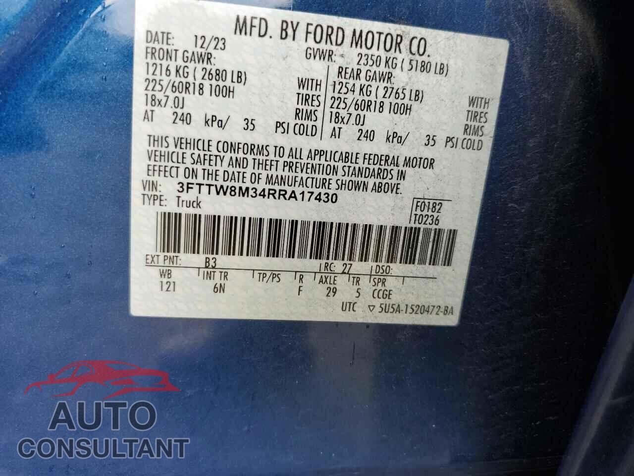 FORD MAVERICK L 2024 - 3FTTW8M34RRA17430