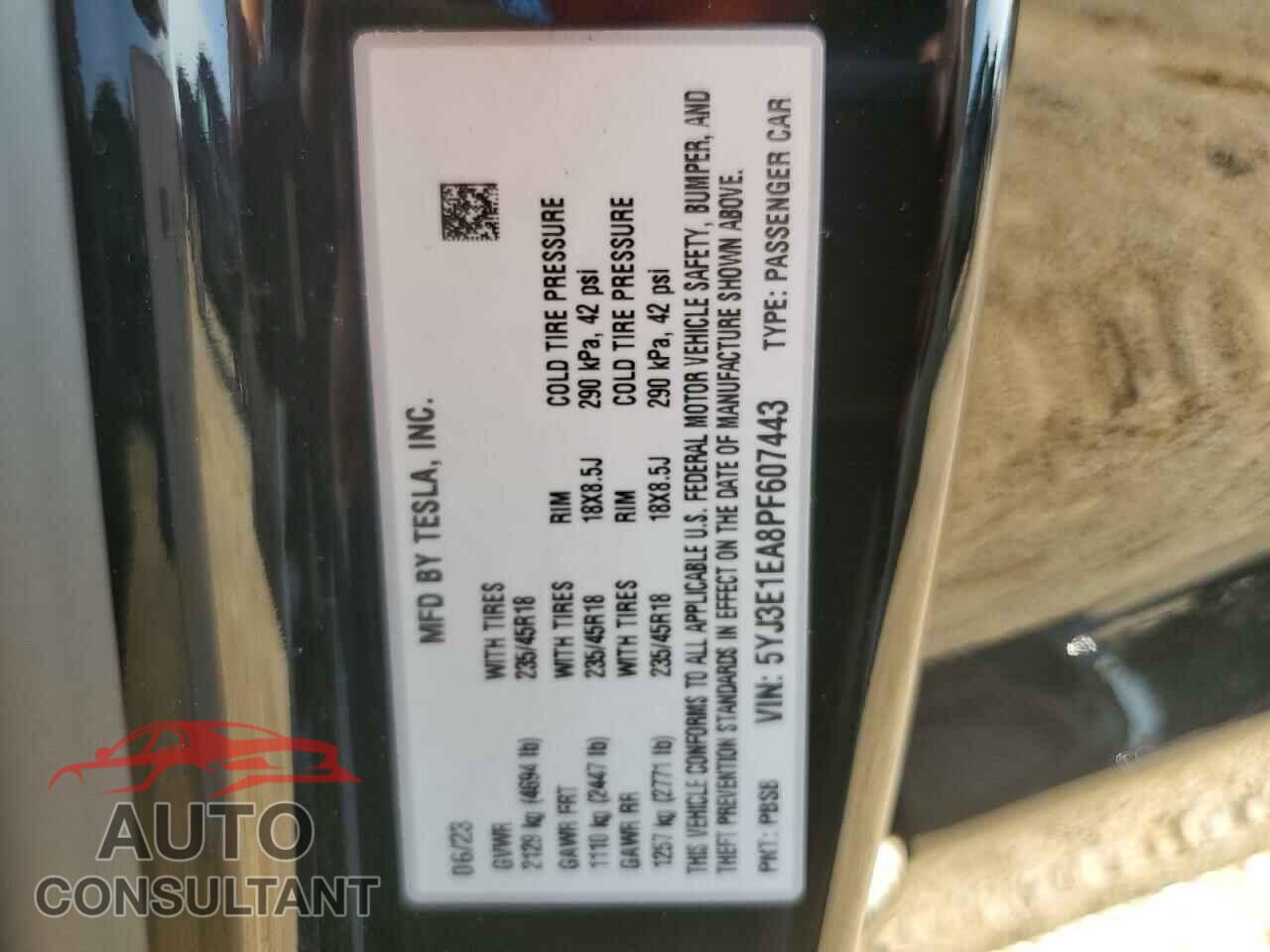 TESLA MODEL 3 2023 - 5YJ3E1EA8PF607443