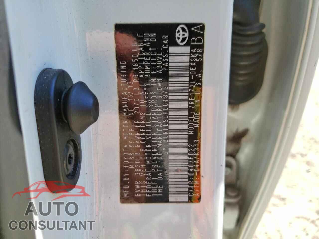 TOYOTA COROLLA 2014 - 5YFBURHE9EP064875