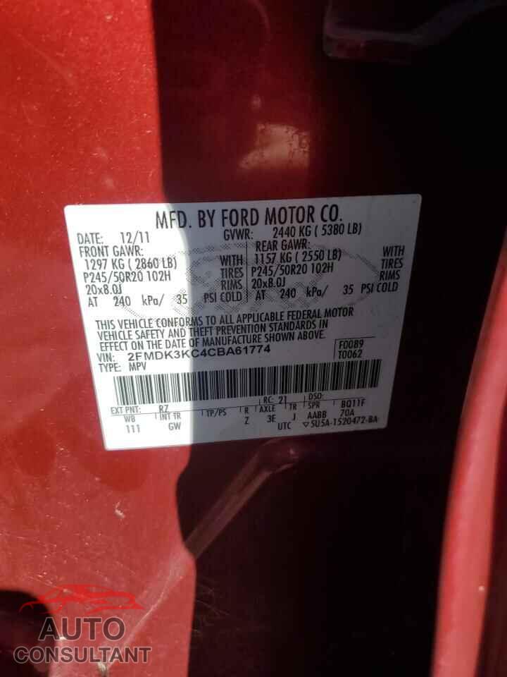 FORD EDGE 2012 - 2FMDK3KC4CBA61774