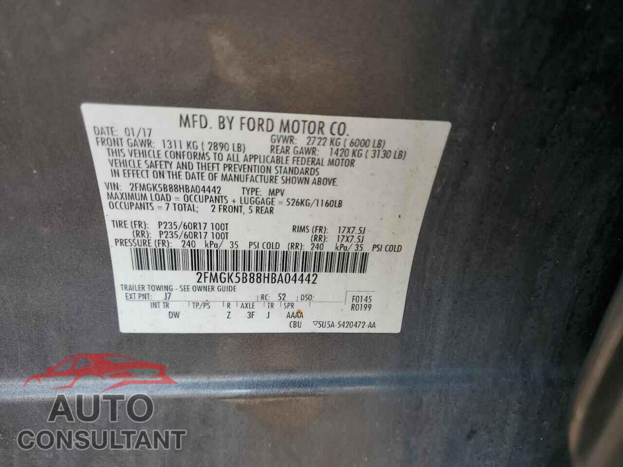 FORD FLEX 2017 - 2FMGK5B88HBA04442