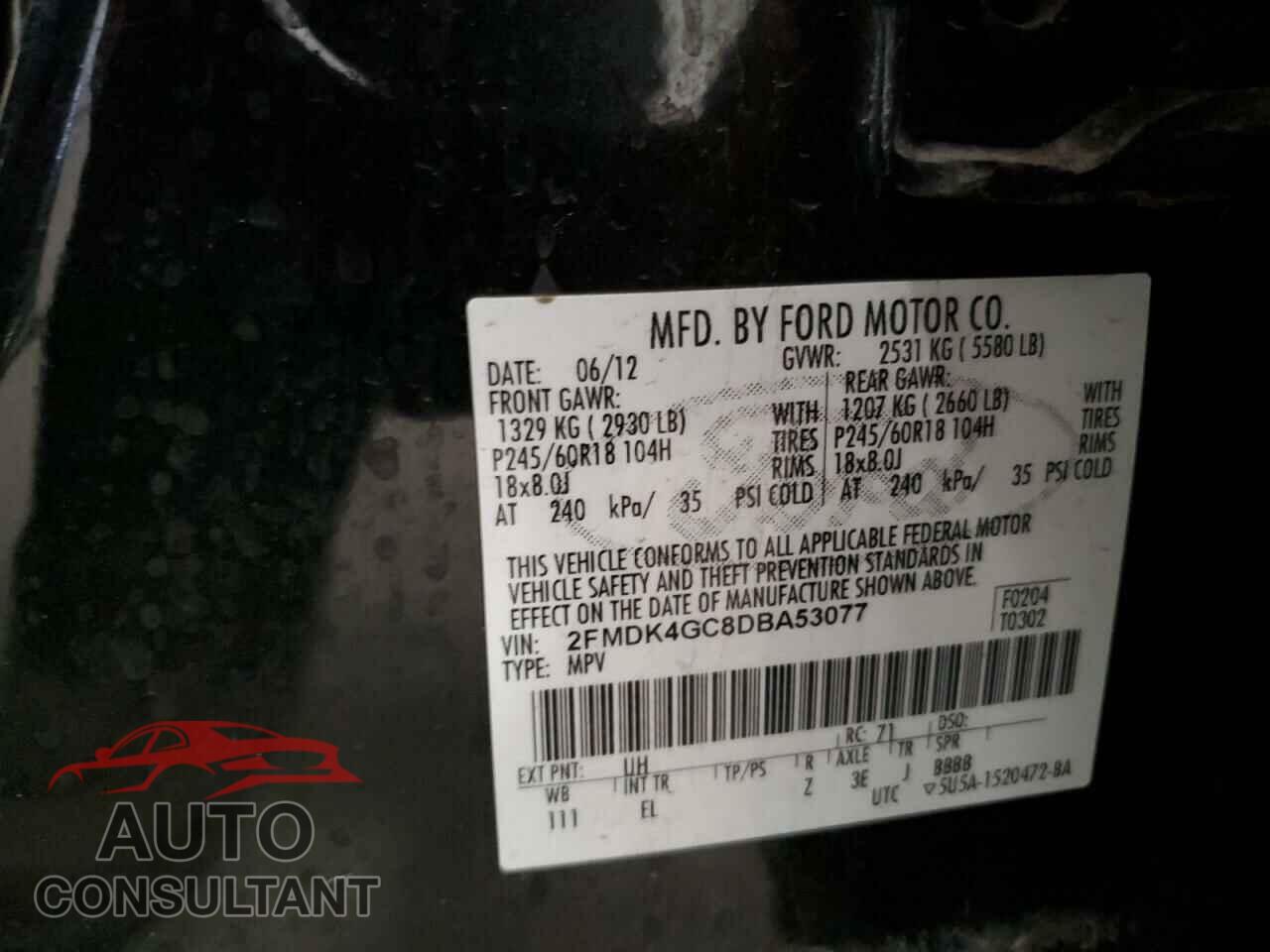 FORD EDGE 2013 - 2FMDK4GC8DBA53077