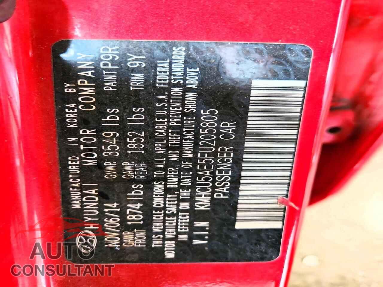 HYUNDAI ACCENT 2015 - KMHCU5AE5FU205805