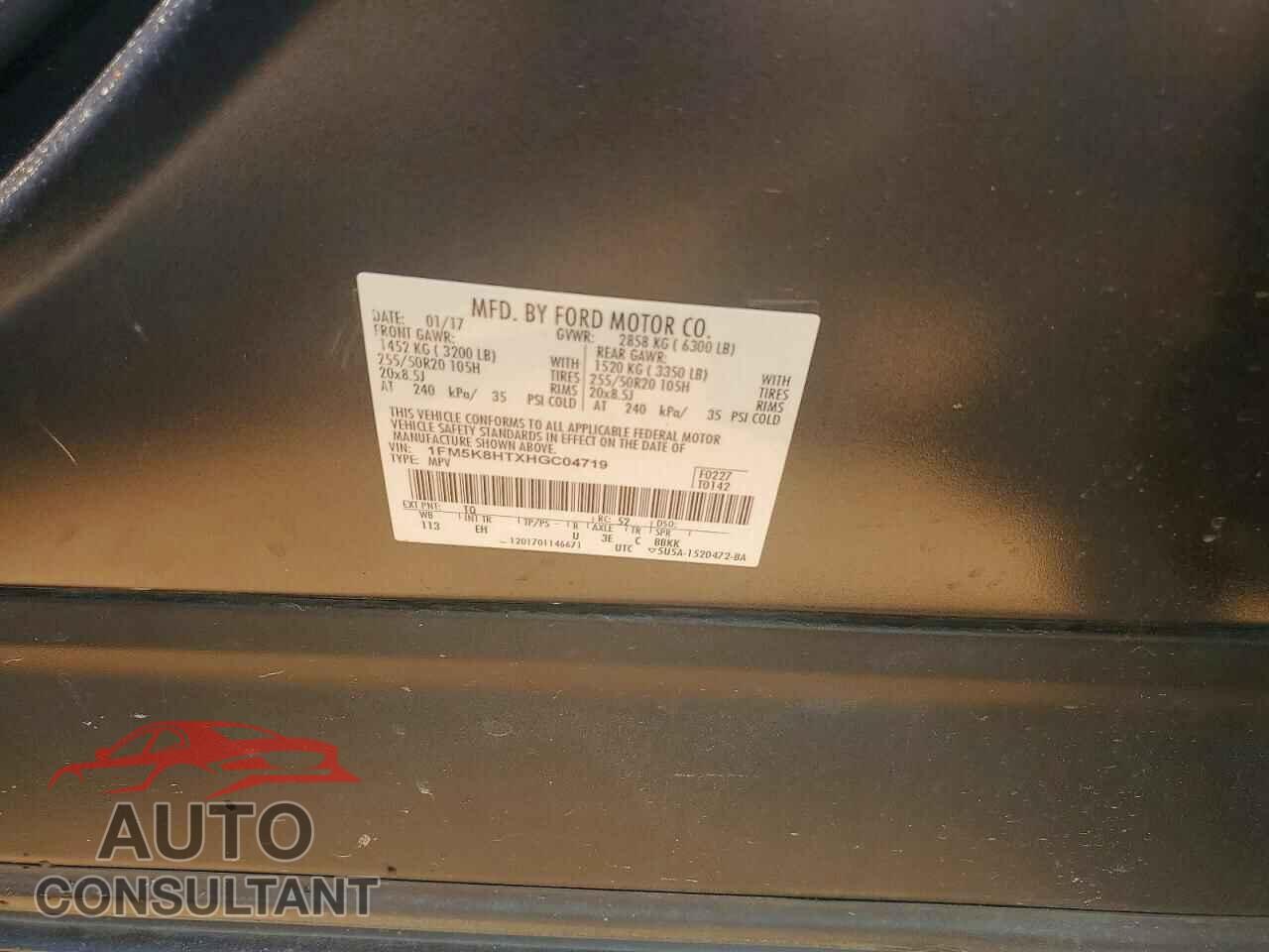 FORD EXPLORER 2017 - 1FM5K8HTXHGC04719