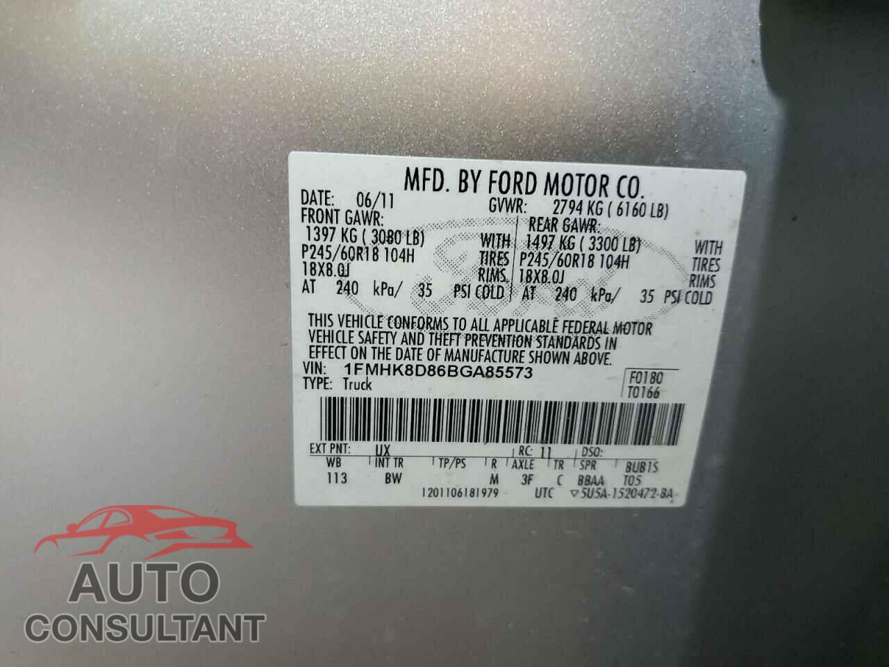 FORD EXPLORER 2011 - 1FMHK8D86BGA85573