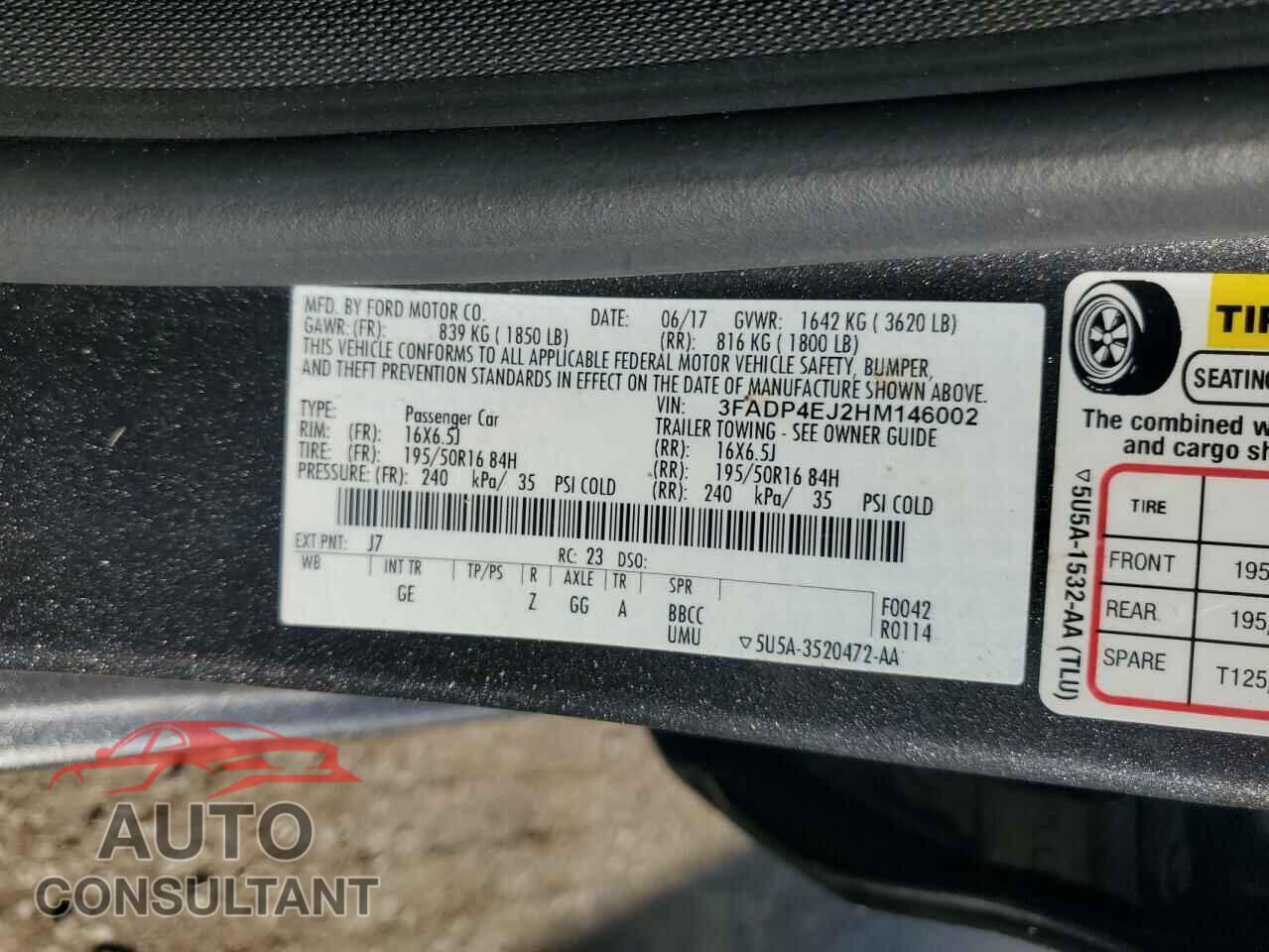 FORD FIESTA 2017 - 3FADP4EJ2HM146002